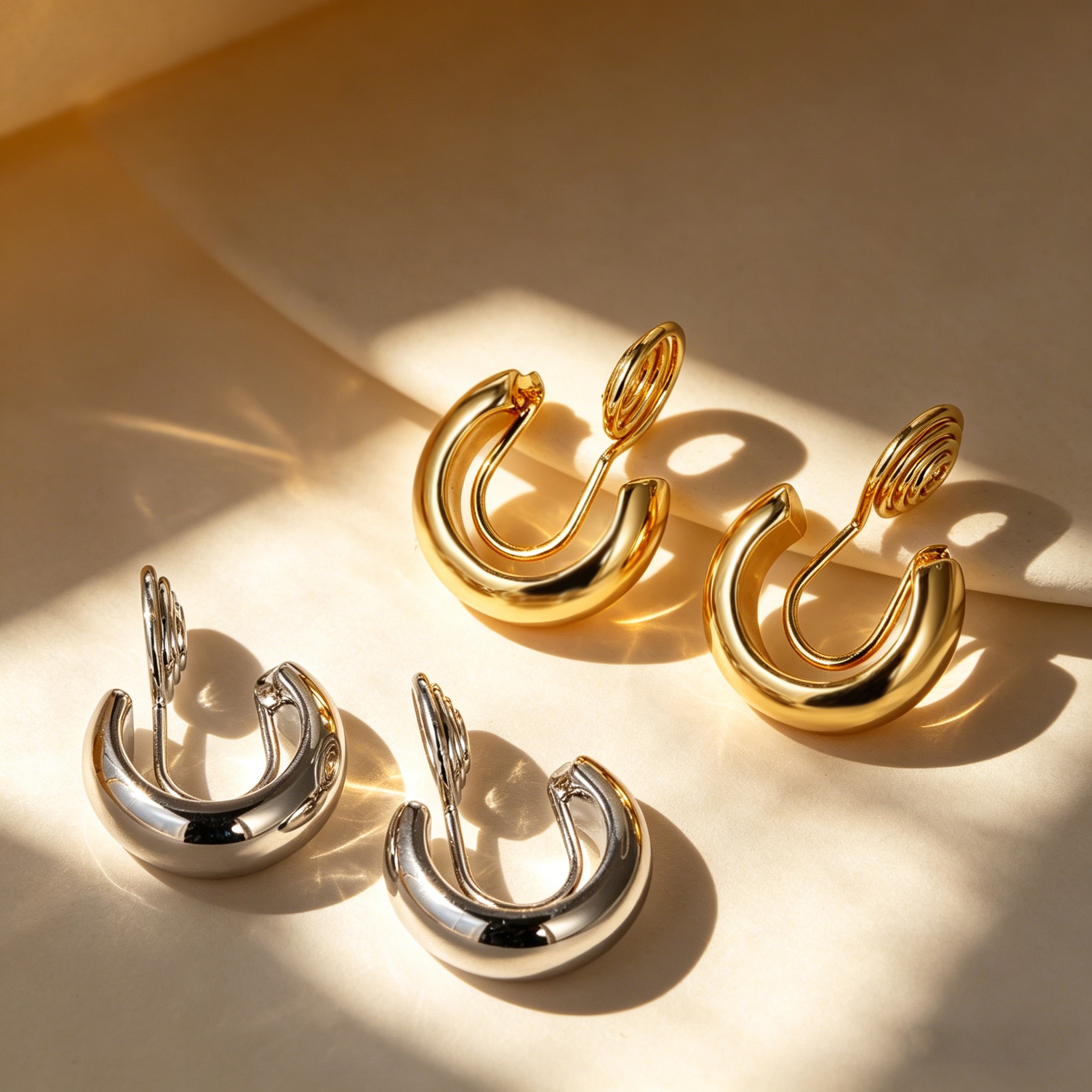 Minimalist Cool Crescent Shape Ear Cuffs, No Piercing Required